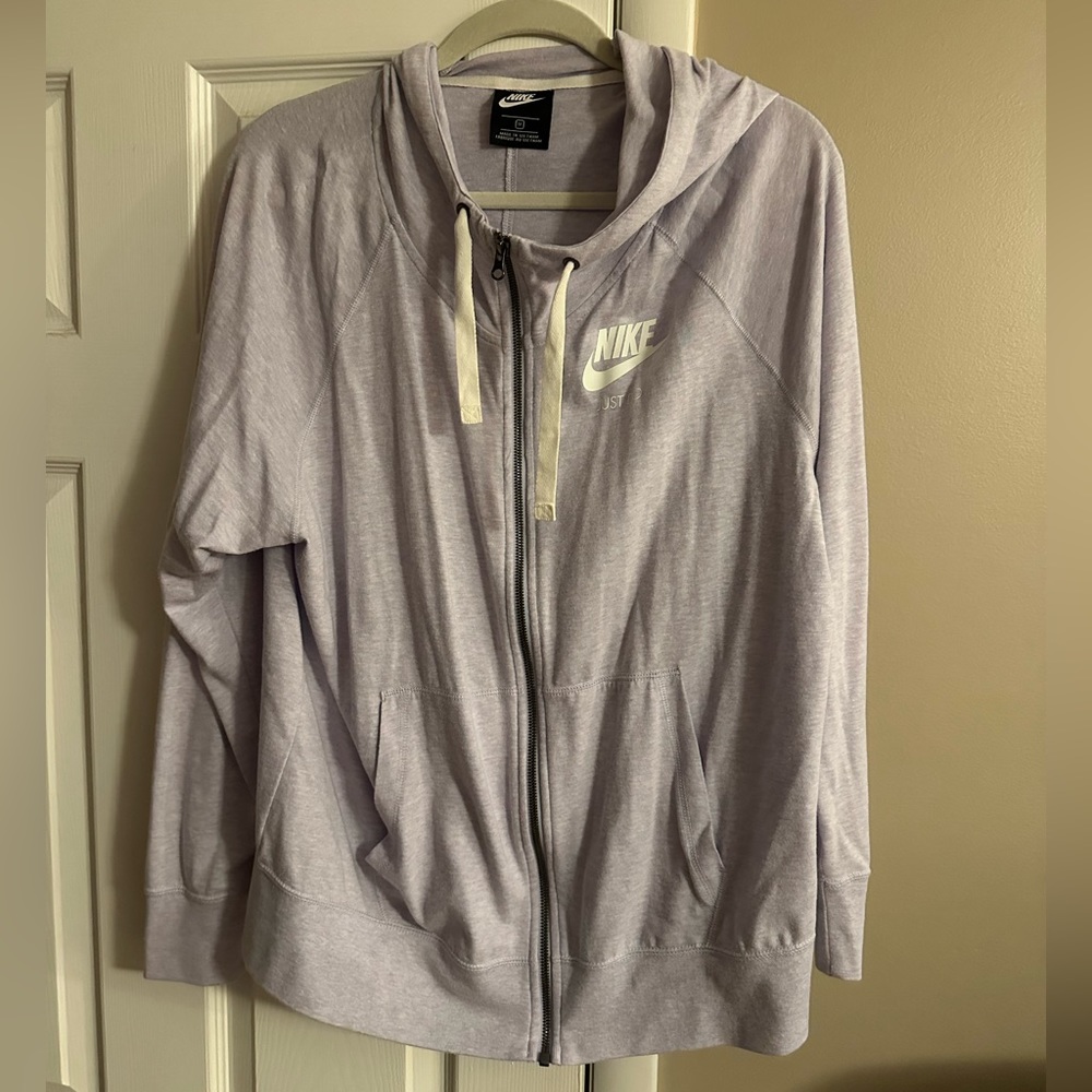 Nike zip up hoodie in purple or lilac or lavender 
Women’s size 1x